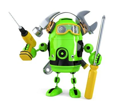Construction robot. Technology concept.Isolated. Contains clipping path Stock Illustration