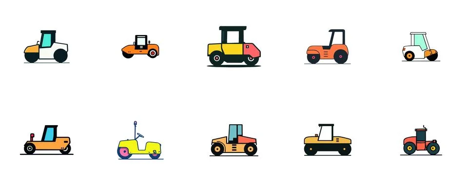 Construction Roller Machines Stock Illustration