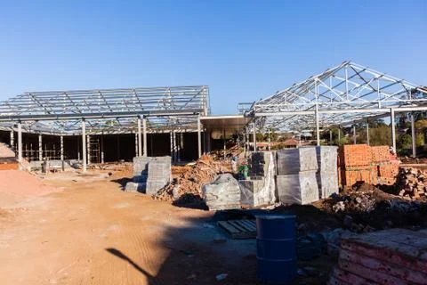 Construction Roof  Structure Bricks Stock Photos