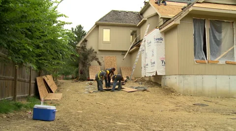 Construction Roof work Stock Footage 53281805