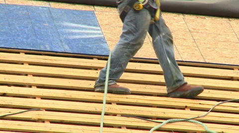 Construction Roofing boots 1 Stock Footage 52755799