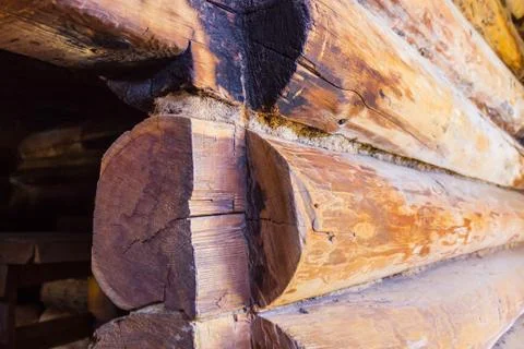 Construction of round logs. Stock Photos