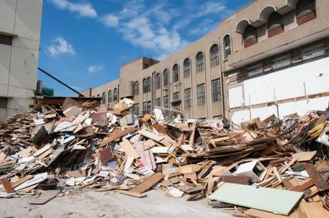 Construction Rubble Trash Leftover Broken Wooden Pieces Building Renovation D Stock Photos