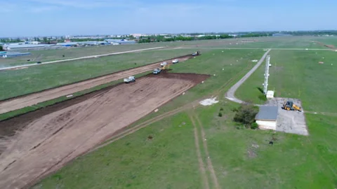 Construction of the runway 10 Stock Footage 106364515