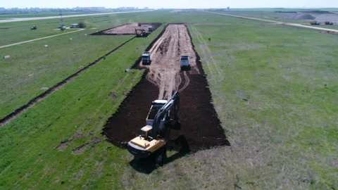 Construction of the runway 15 Stock Footage 106364856