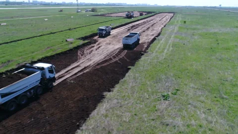 Construction of the runway 16 Stock Footage 106364713