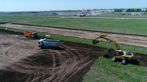 Construction of the runway 17 Stock Footage 106364872