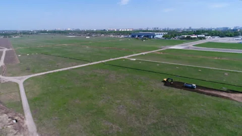 Construction of the runway 8 Stock Footage 106365358