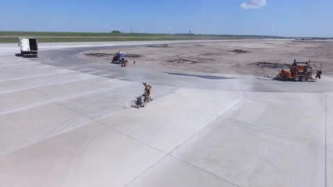 Construction of a runway Stock Footage 92427543