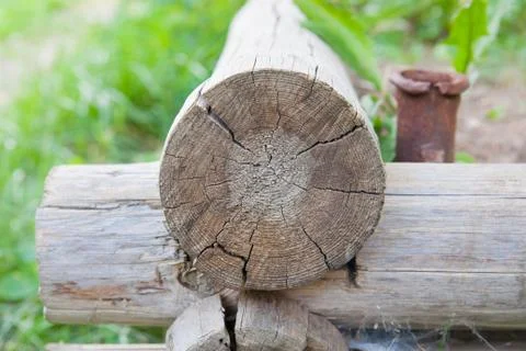 Construction of rural house from logs Stock Photos