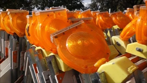 Construction safety barricade lights 库存影片 78016966