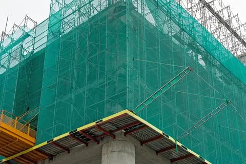 Construction safety net at building Stock Photos