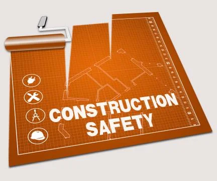 Construction Safety Shows Building Caution 3d Illustration Ilustración de archivo