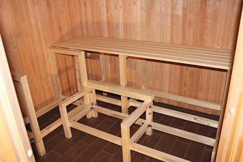 Construction of saunas Stock Photos