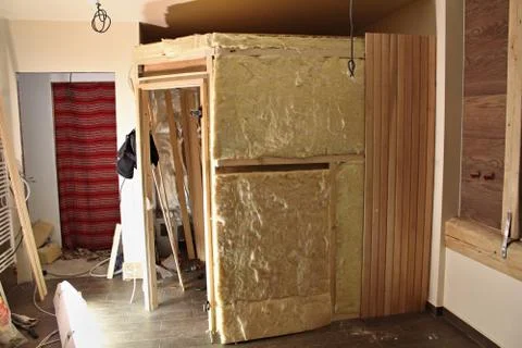 Construction of saunas Stock Photos
