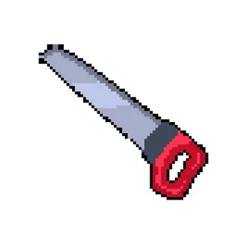Construction saw hand pixel art vector illustration Stock Illustration