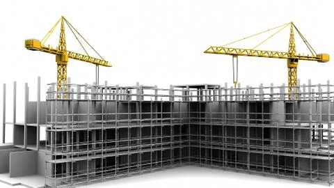 Construction scaffold crane on white background. 3D rendering Stock Illustration
