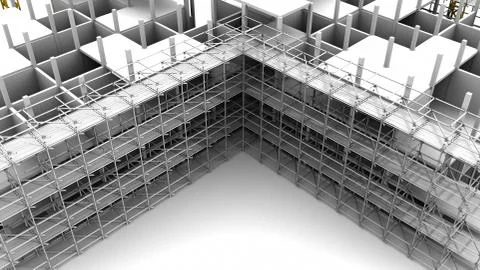 Construction scaffold crane on white background. 3D rendering Stock Illustration