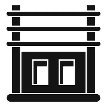 Construction scaffolding over building frame with two windows, simple icon Ilustración de archivo