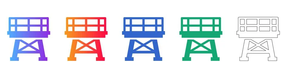 Construction Scaffolding Structure Icon Set Stock Illustration