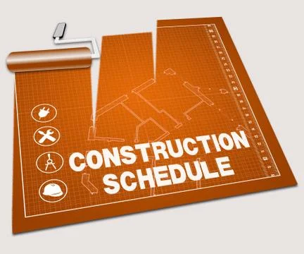 Construction Schedule Shows Building Timetable 3d Illustration Ilustración de archivo