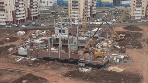 The construction of the school in Orenburg, the General plan Stock Footage 74930281