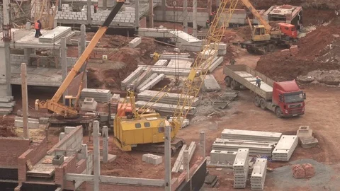 The construction of the school in Orenburg, the General plan Stock Footage 74930350