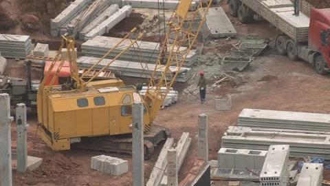 The construction of the school in Orenburg, the General plan Stock Footage 74930388