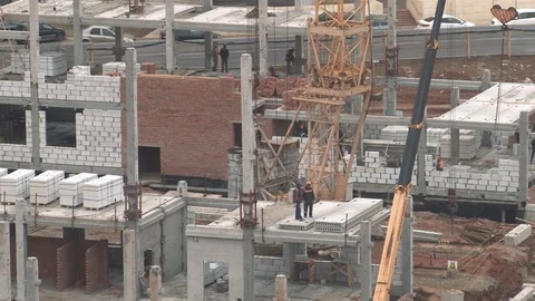 The construction of the school in Orenburg, the General plan Stock Footage 74930447