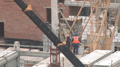 The construction of the school in Orenburg, the General plan Stock Footage 74930498