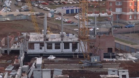 The construction of the school in Orenburg, the General plan Stock Footage 74930747