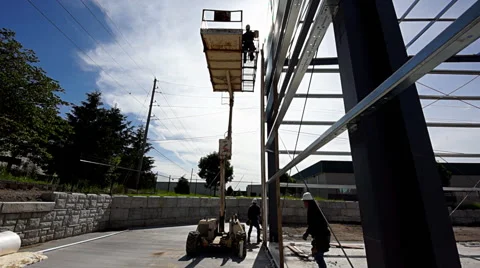 Construction scissor lift down Stock Footage 50812072