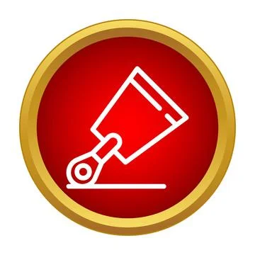 Construction scraper applying plaster icon on red background Иллюстрация