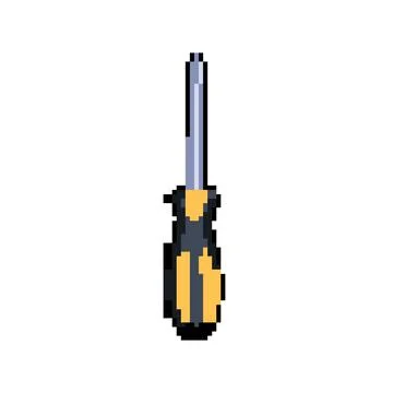 Construction screwdriver pixel art vector illustration Stock Illustration