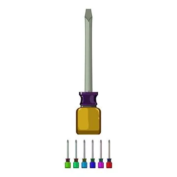 Construction screwdriver tool cartoon vector graphic Stock Illustration
