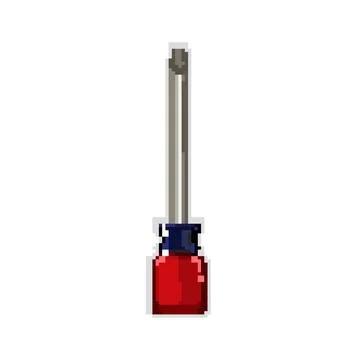 Construction screwdriver tool pixel art vector illustration Stock Illustration