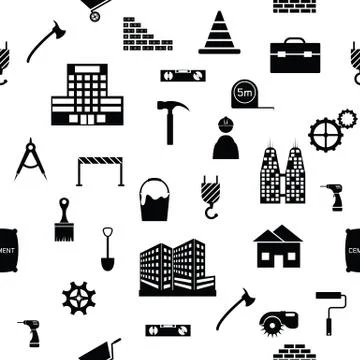Construction seamless pattern background icon. Stock Illustration