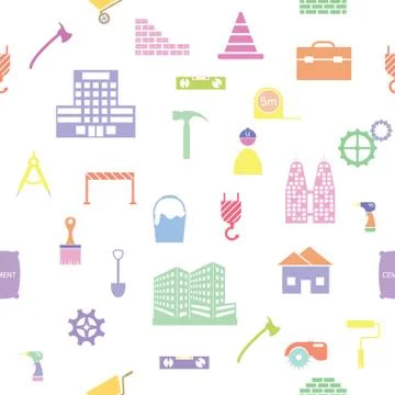 Construction seamless pattern background icon. Stock Illustration