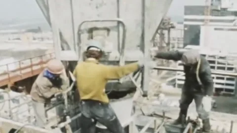 Construction of the second stage of the Chernobyl nuclear power plant (1980) Stock Footage 238601219