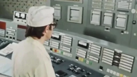 Construction of the second stage of the Chernobyl nuclear power plant (1980) 스톡 동영상 238601306