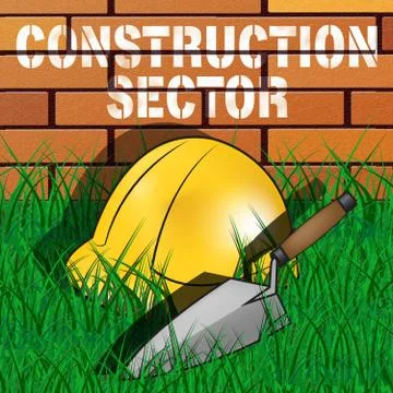Construction Sector Represents Building Industry 3d Illustration Ilustración de archivo