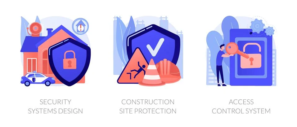 Construction security services abstract concept vector illustrations. イラスト素材