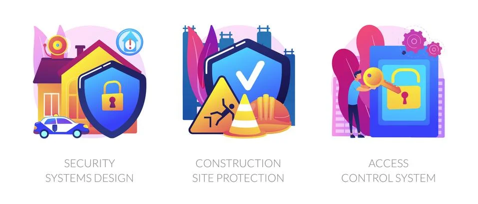 Construction security services abstract concept vector illustrations. Stock Illustration