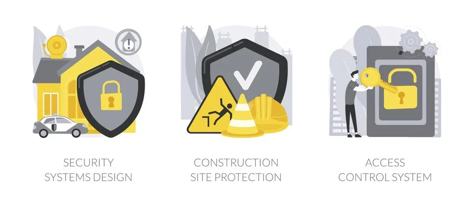 Construction security services abstract concept vector illustrations. イラスト素材