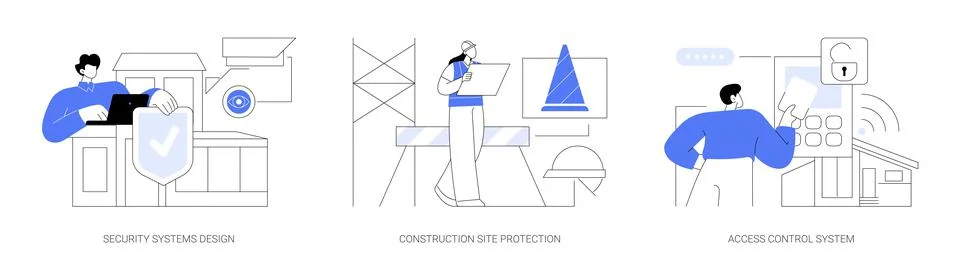 Construction security services abstract concept vector illustrations. イラスト素材