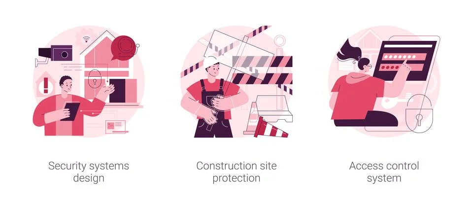 Construction security services abstract concept vector illustrations. Stock Illustration