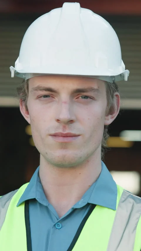 Construction, serious and supervisor on site with face, contractor and pride in Stock Footage 343816110