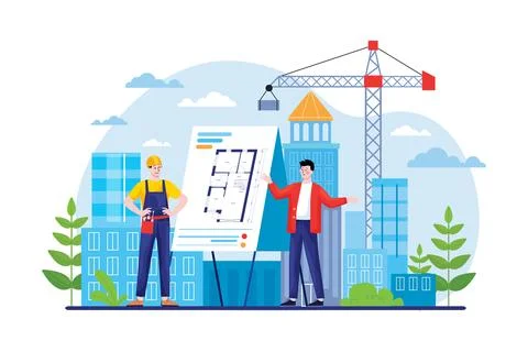 Construction service Illustration concept. Flat illustration isolated on whit Stock Illustration