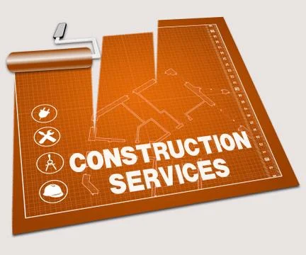 Construction Services Shows Building Service 3d Illustration Ilustración de archivo