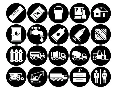 Construction Set vector line icons with open path elements for mobile concept イラスト素材